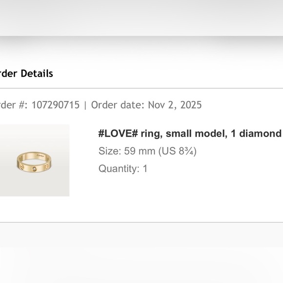 EUC AUTHENTIC CARTIER LOVE RING SMALL MODEL- 1 diamond 8 3/4 - Picture 16 of 16